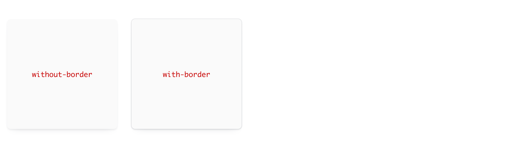 example of card styles with and without borders